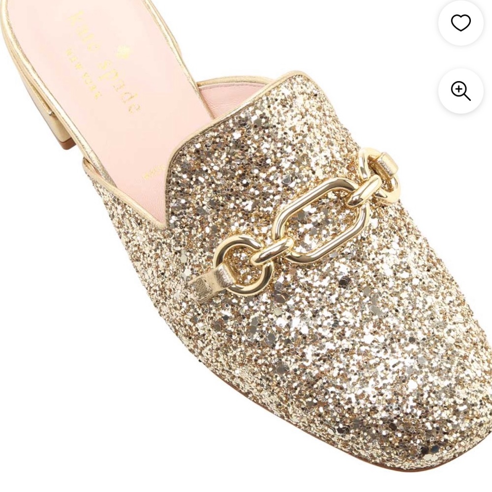 kate spade glendi mule loader size 8.5 glittery gold - showstopper